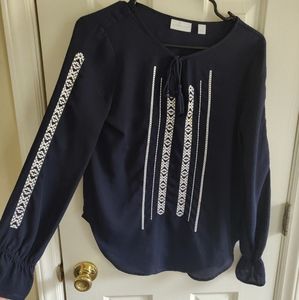 Navy blue long sleeve blouse